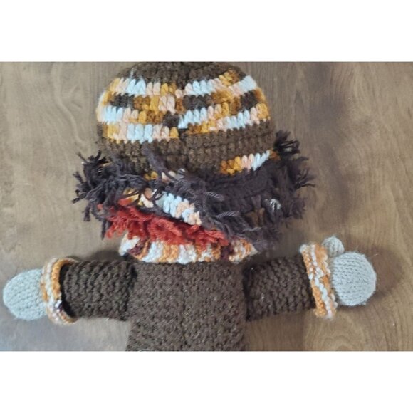 Handcrafted Raggedy Ann Style Doll With Red Yarn Hair & Striped Accessories - Picture 4 of 7